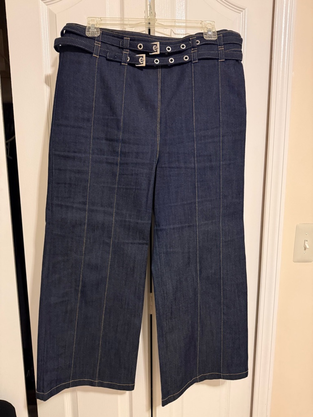 Cinq a sept Dark Indigo Denim Cropped Wide-Leg Pants